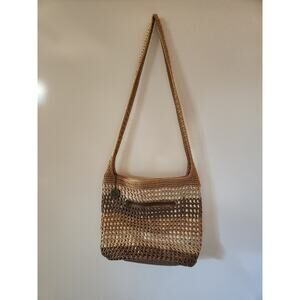 The SAK Classic Crochet Knit  Handbag Purse with Charm Boho Striped